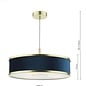 Alva  - Modern Pendant Ceiling Light  - Brushed Brass and Blue Velvet - 40cm