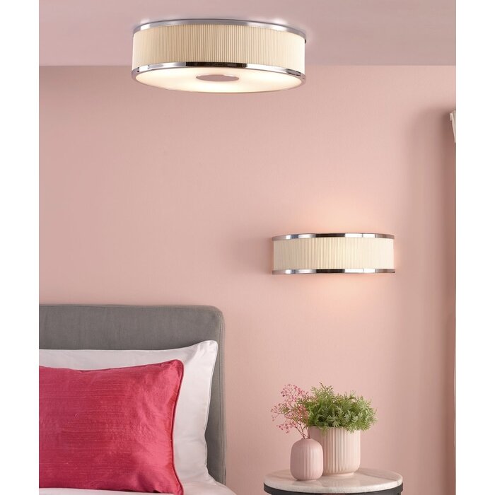 Alva  - Wall Light - Polished Chrome and Ivory Micropleat