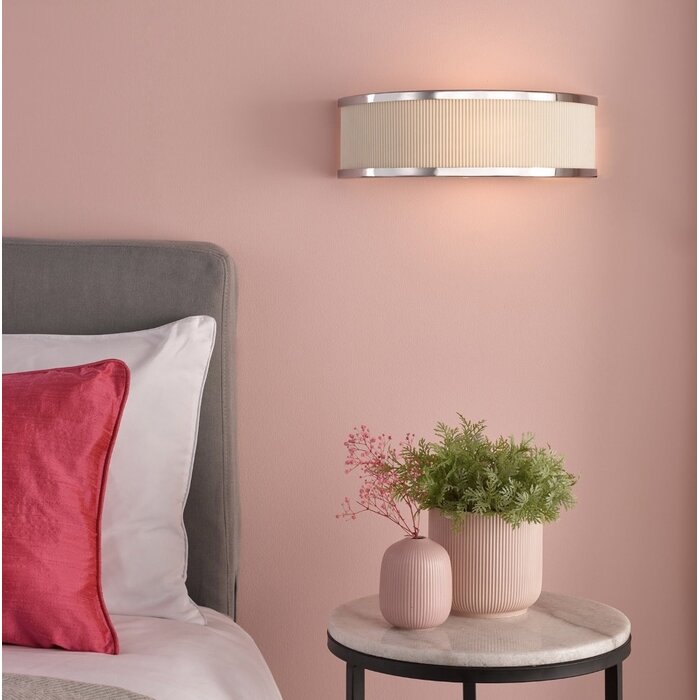 Alva  - Wall Light - Polished Chrome and Ivory Micropleat