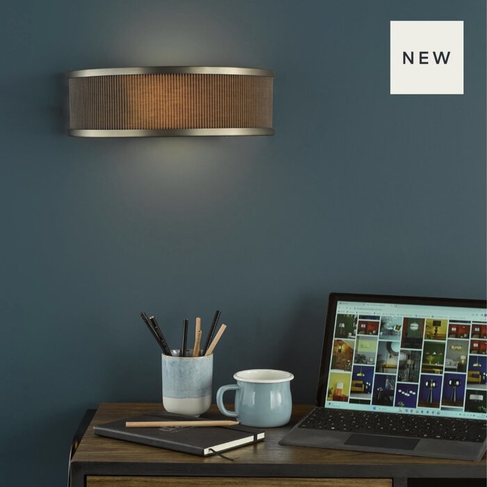 Alva  - Wall Light - Antique Bronze and Brown Micropleat