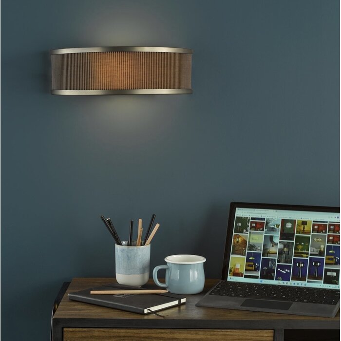 Alva  - Wall Light - Antique Bronze and Brown Micropleat