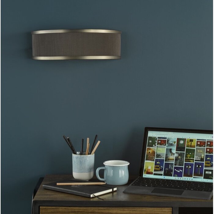 Alva  - Wall Light - Antique Bronze and Brown Micropleat