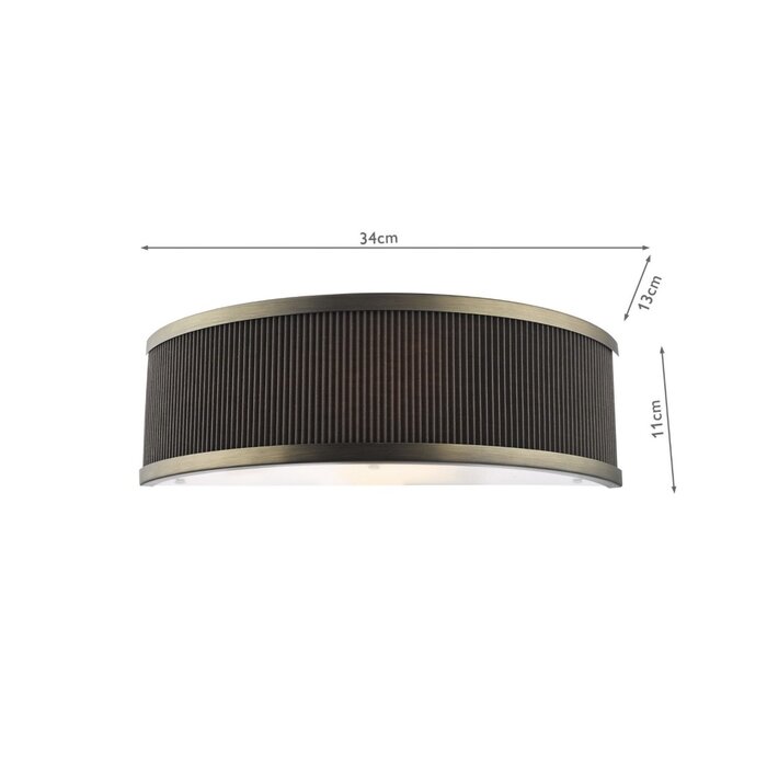 Alva  - Wall Light - Antique Bronze and Brown Micropleat