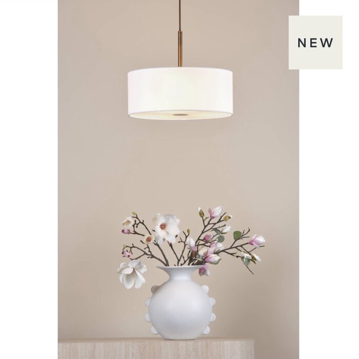 Isola - 3 Light Pendant Ceiling Light - Antique Bronze and Ivory Shade - 40cm