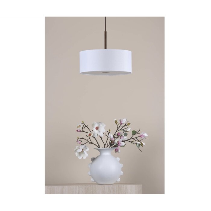 Isola - 3 Light Pendant Ceiling Light - Antique Bronze and Ivory Shade - 40cm