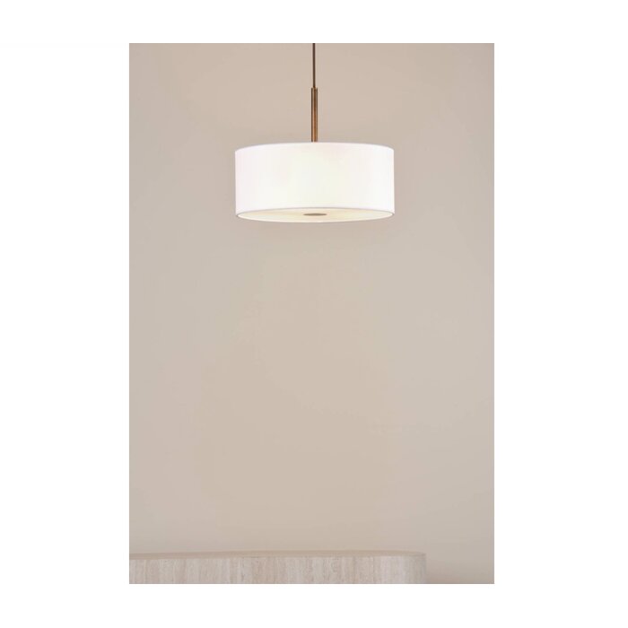 Isola - 3 Light Pendant Ceiling Light - Antique Bronze and Ivory Shade - 40cm