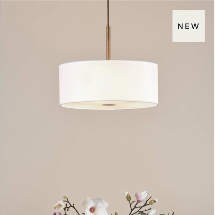 Isola - 3 Light Pendant Ceiling Light - Antique Bronze and Ivory Shade - 40cm