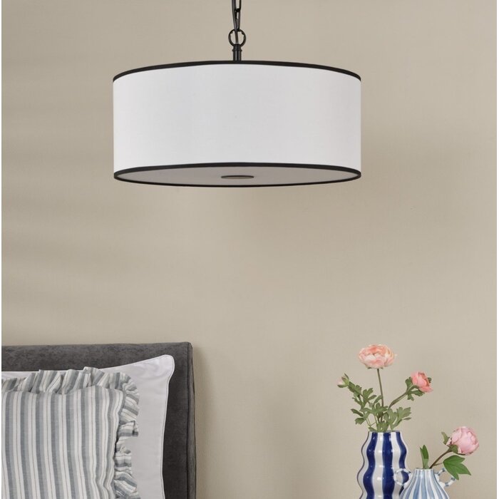 Gemima - 3 Light Pendant - White and Black with Shade
