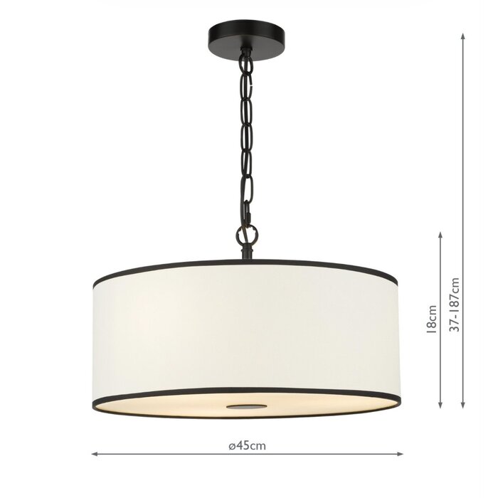 Gemima - 3 Light Pendant - White and Black with Shade