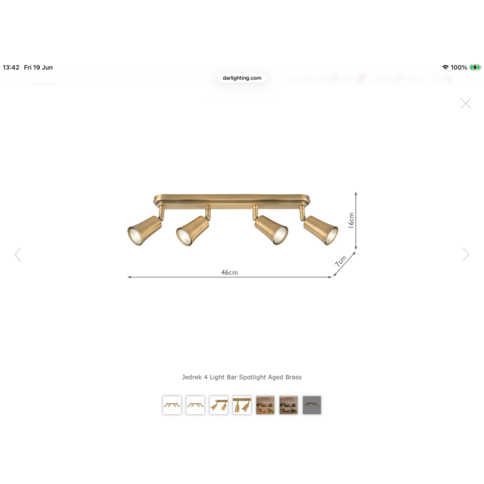 Jedda - 4 Light Bar Kitchen Spotlight - Aged Brass
