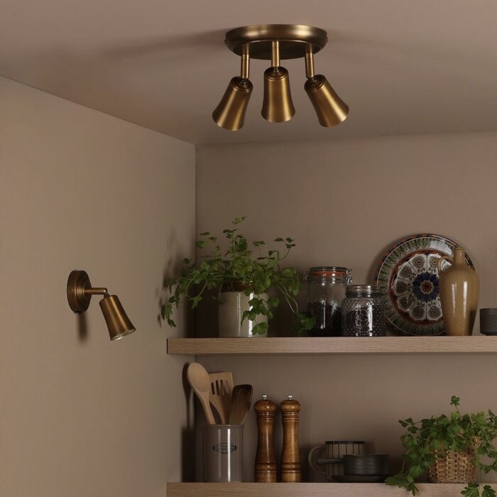 Jedda - 3 Light Single Kitchen Spotlight - Aged Brass