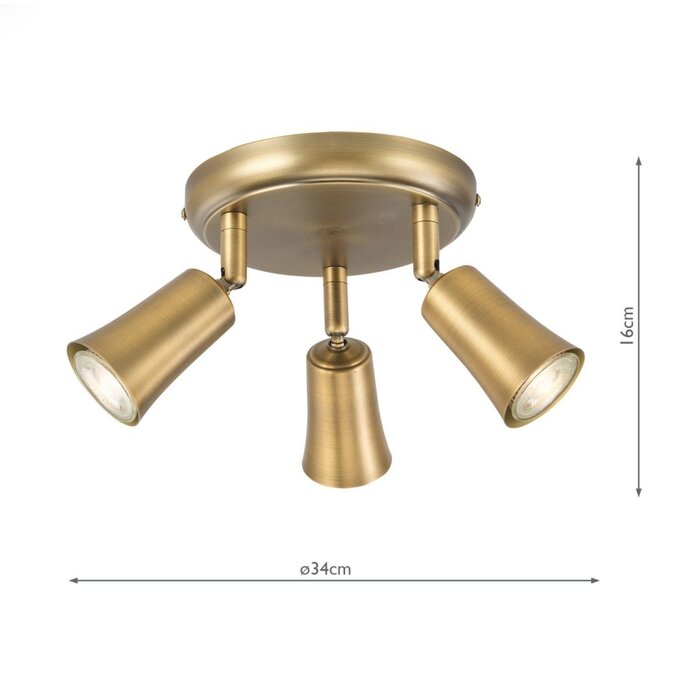 Jedda - 3 Light Single Kitchen Spotlight - Aged Brass