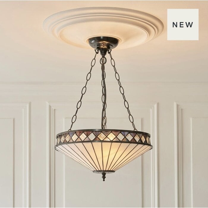 Fargo - 3 Light Inverted Tiffany Ceiling Light Pendant