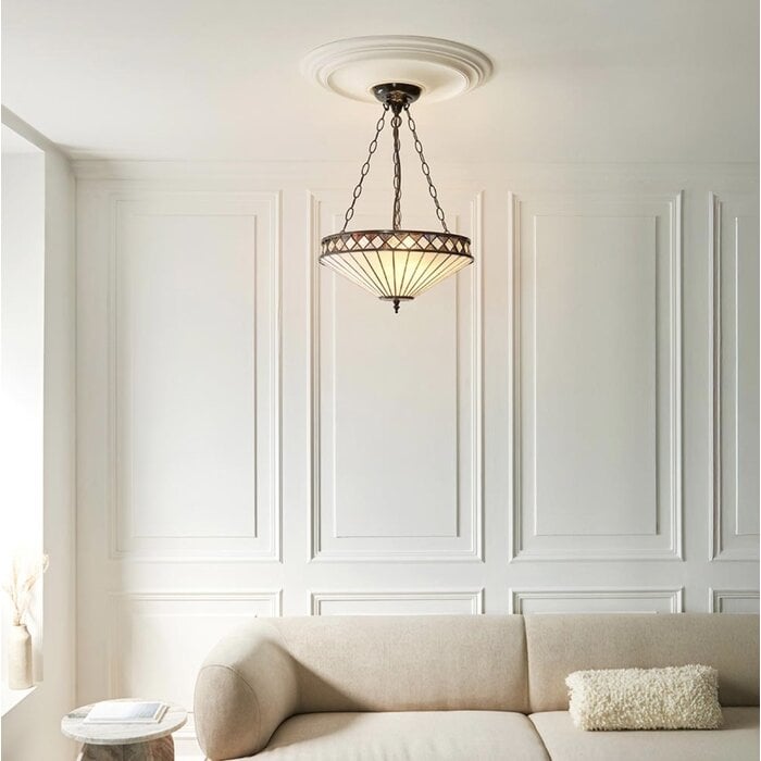 Fargo - 3 Light Inverted Tiffany Ceiling Light Pendant