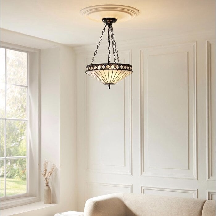 Fargo - 3 Light Inverted Tiffany Ceiling Light Pendant