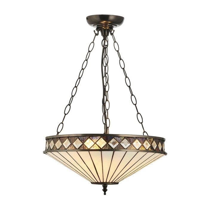 Fargo - 3 Light Inverted Tiffany Ceiling Light Pendant