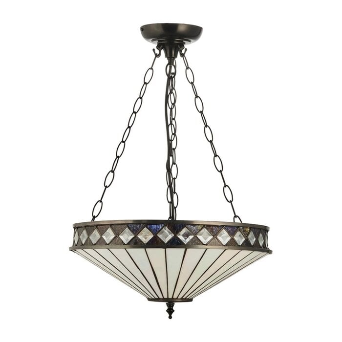 Fargo - 3 Light Inverted Tiffany Ceiling Light Pendant