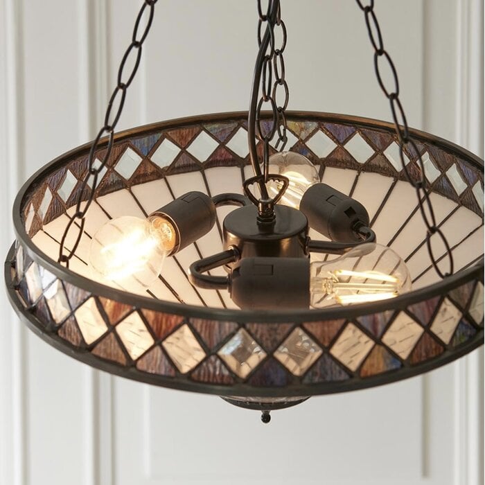 Fargo - 3 Light Inverted Tiffany Ceiling Light Pendant