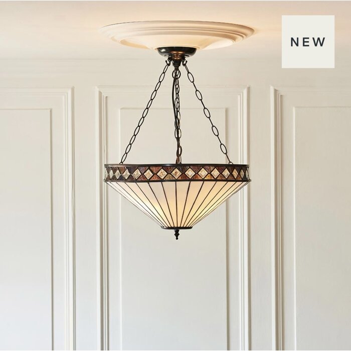 Fargo - 3 Light Large Inverted Tiffany Ceiling Light Pendant