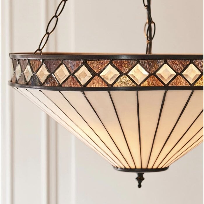 Fargo - 3 Light Large Inverted Tiffany Ceiling Light Pendant