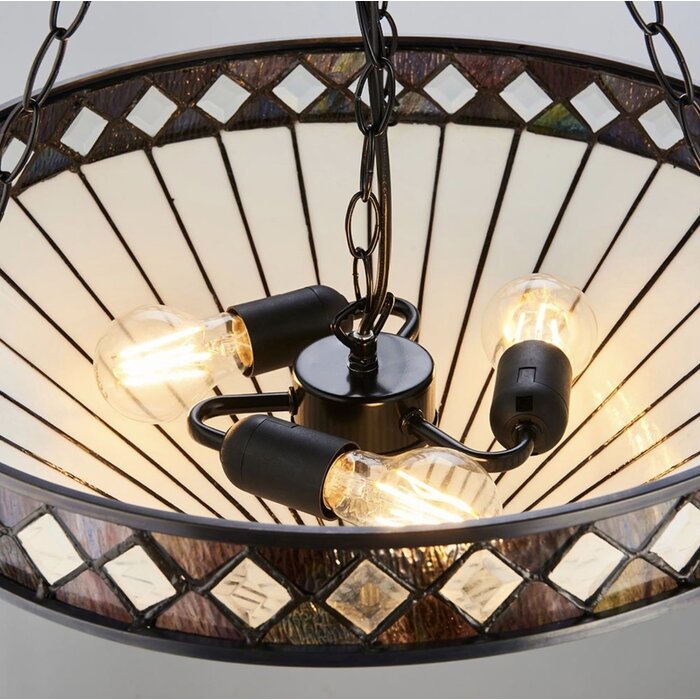 Fargo - 3 Light Large Inverted Tiffany Ceiling Light Pendant