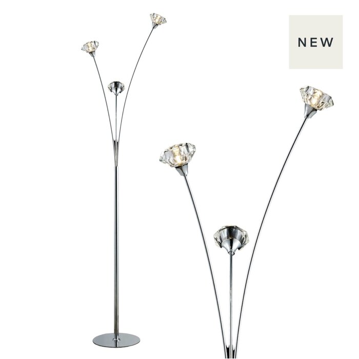 Riviera - 3 Light Floor Lamp - Polished Chrome