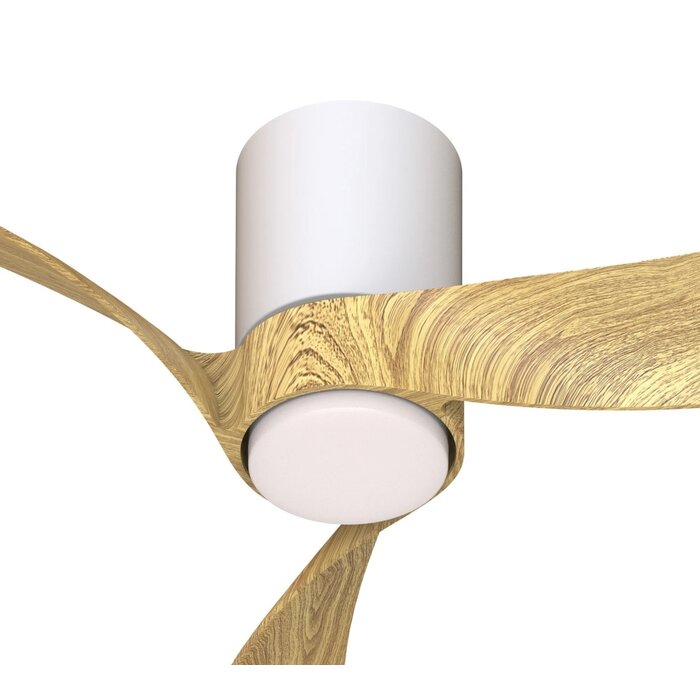 Sallis - Ceiling Fan with Adjustable LED Light - White and Wood Effect