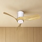 Sallis - Ceiling Fan with Adjustable LED Light - White and Wood Effect