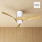 Sallis - Ceiling Fan with Adjustable LED Light - White and Wood Effect