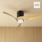 Sallis - Ceiling Fan with Adjustable LED Light - Black and Wood Effect