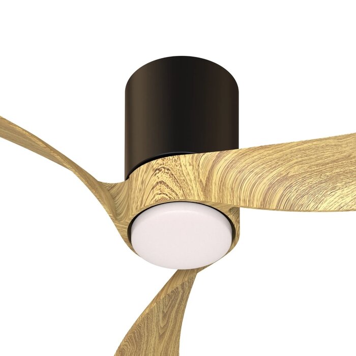 Sallis - Ceiling Fan with Adjustable LED Light - Black and Wood Effect