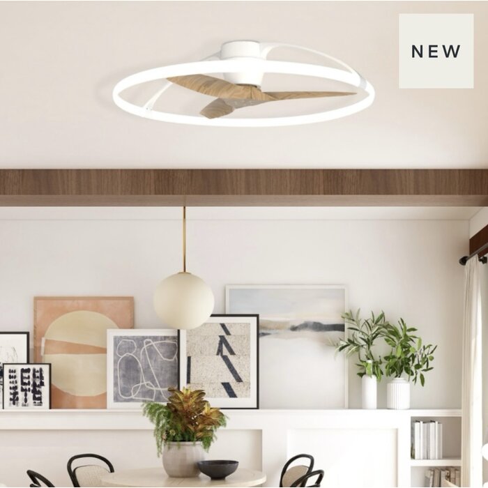 Zen - Ceiling Fan with Dimmable LED Light - White and Wood
