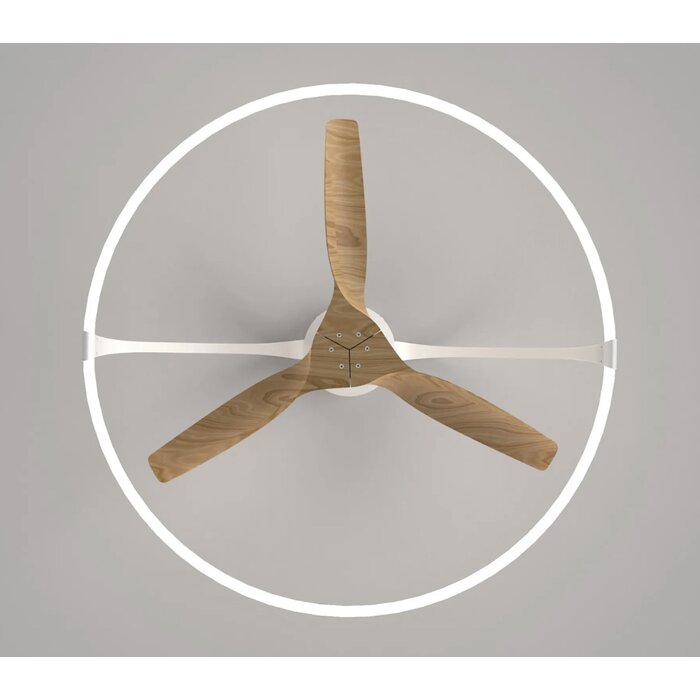 Zen - Ceiling Fan with Dimmable LED Light - White and Wood