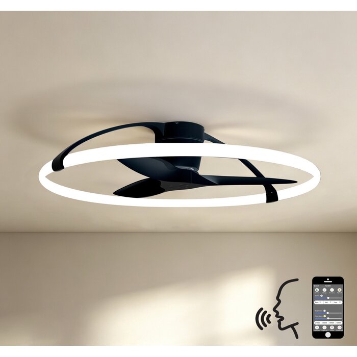 Zen - Ceiling Fan with Dimmable LED Light - Black and White