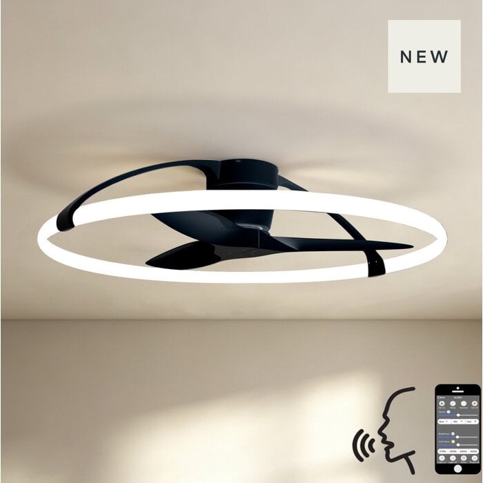 Zen - Ceiling Fan with Dimmable LED Light - Black and White