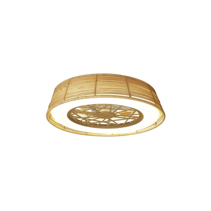 Bermuda Mini - LED Dimmable Ceiling Light with Built-In Fan - Beige Rattan