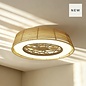 Bermuda Mini - LED Dimmable Ceiling Light with Built-In Fan - Beige Rattan