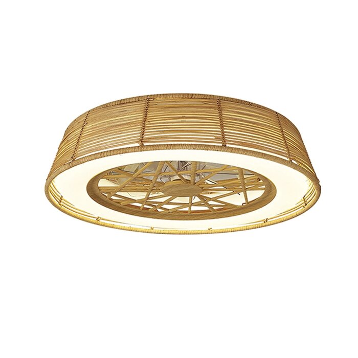 Bermuda - LED Dimmable Ceiling Light with Built-In Fan - Beige Rattan