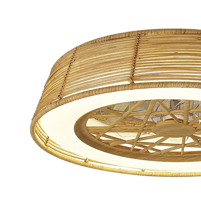 Bermuda - LED Dimmable Ceiling Light with Built-In Fan - Beige Rattan