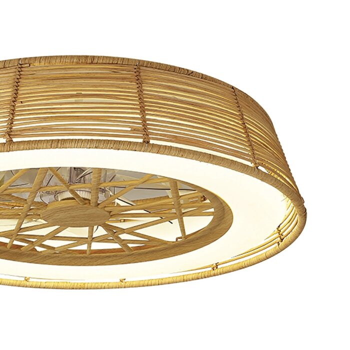 Bermuda - LED Dimmable Ceiling Light with Built-In Fan - Beige Rattan