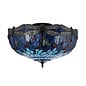 Dragonfly Blue - Tiffany Large 3 Light Semi Flush Ceiling Light