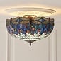 Dragonfly Blue - Tiffany Large 3 Light Semi Flush Ceiling Light