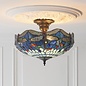 Dragonfly Blue - Tiffany 3 Light Semi Flush Ceiling Light