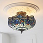 Dragonfly Blue - Tiffany 3 Light Semi Flush Ceiling Light