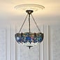 Dragonfly Blue - Tiffany Large Inverted 3 Light Ceiling Pendant