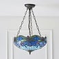 Dragonfly Blue - Tiffany Medium Inverted 3 Light Ceiling Pendant