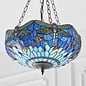 Dragonfly Blue - Tiffany Medium Inverted 3 Light Ceiling Pendant