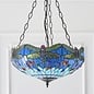 Dragonfly Blue - Tiffany Medium Inverted 3 Light Ceiling Pendant