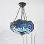Dragonfly Blue - Tiffany Medium Inverted 3 Light Ceiling Pendant