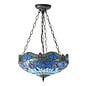Dragonfly Blue - Tiffany Medium Inverted 3 Light Ceiling Pendant